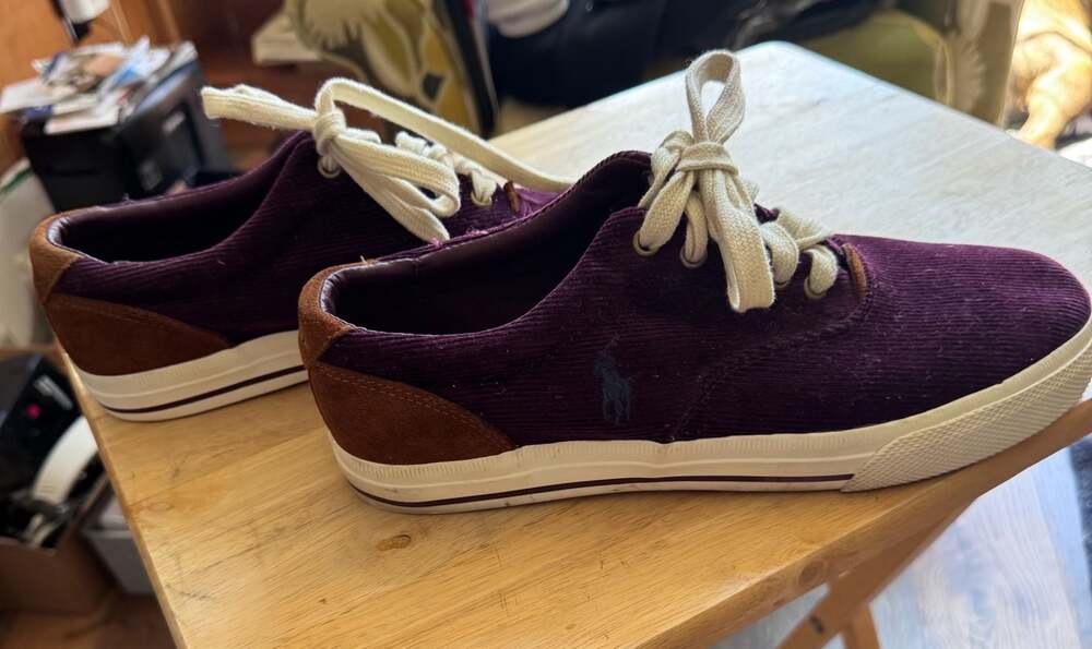 Polo Ralph Lauren Vaughn Port Burgundy Corduroy Leather Trim Sneaker Size 9.5D